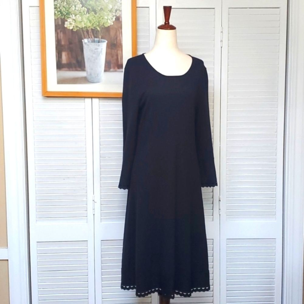 DKNY Long Sleeve Knit Little Black Dress Size M